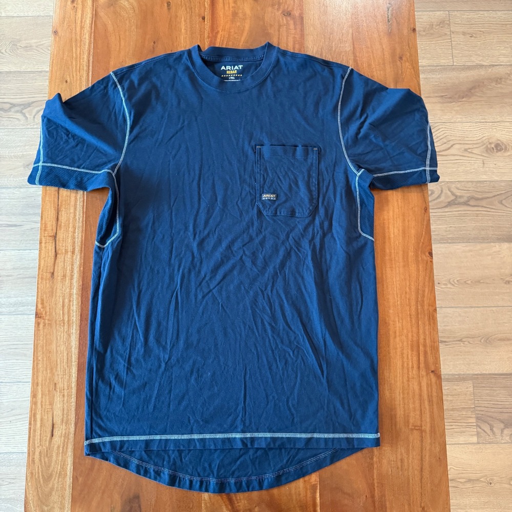 Ariat Rebar Men's Navy Blue T-shirt Size L Tall